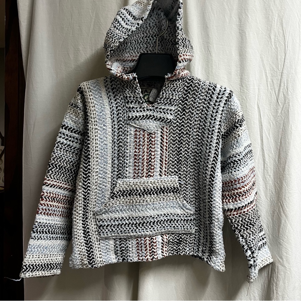Baja Joe Unisex Youth XL Multi Color Striped Hoodie Pullover Surfer Hippie